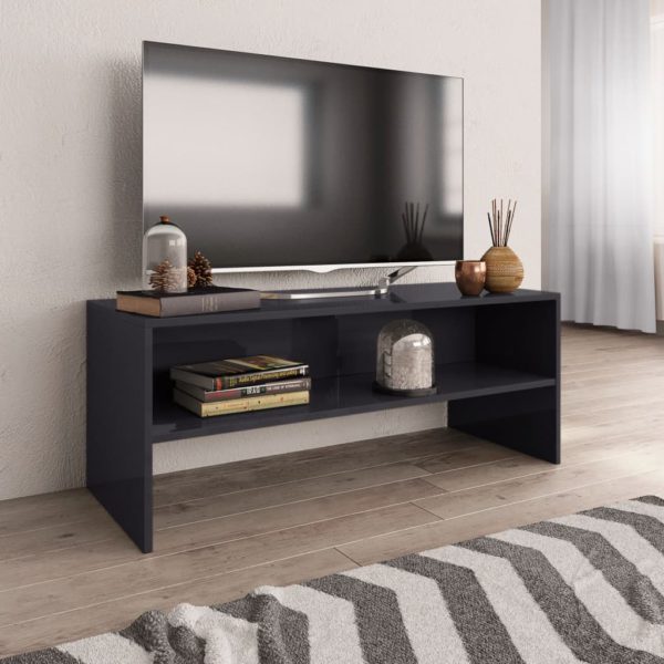 TV-benk høyglans grå 100x40x40 cm sponplate
