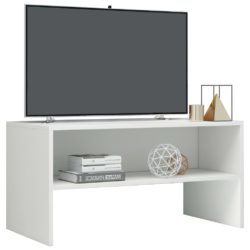 TV-benk høyglans hvit 80x40x40 cm sponplate