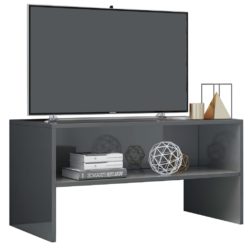 TV-benk høyglans grå 80x40x40 cm sponplate