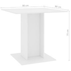 Spisebord hvit 80x80x75 cm sponplate