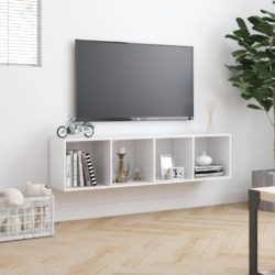 Bokhylle/TV-benk høyglans hvit 143x30x36 cm