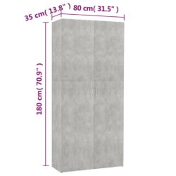 Skoskap betonggrå 80×35,5×180 cm sponplate