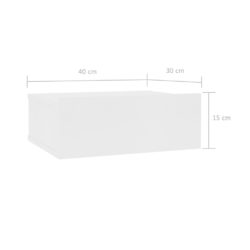 Flytende nattbord 2 stk hvit 40x30x15 cm sponplate