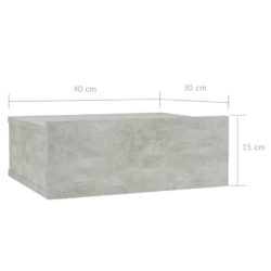 Flytende nattbord 2 stk betonggrå 40x30x15 cm sponplate