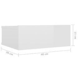 Flytende nattbord 2 stk høyglans hvit 40x30x15 cm sponplate
