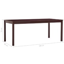 Spisebord mørkebrun 180x90x73 cm furu