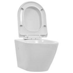 Veggmontert toalett kantløst keramikk hvit