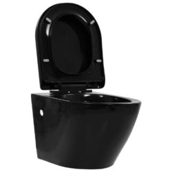 Veggmontert toalett kantløst keramikk svart