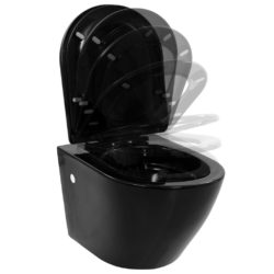 Veggmontert toalett kantløst keramikk svart