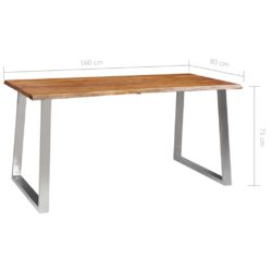 Spisebord 160x80x75 cm heltre akasie og rustfritt stål