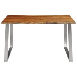 Spisebord 140x80x75 cm heltre akasie og rustfritt stål