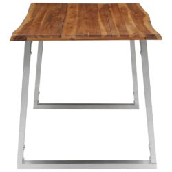 Spisebord 140x80x75 cm heltre akasie og rustfritt stål