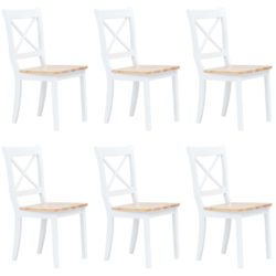 vidaXL Spisestoler 6 stk hvit og lys run heltre gummitre
