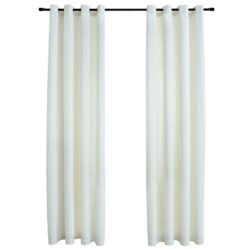 Lystette gardiner med ringer 2 stk fløyel kremhvit 140×225 cm