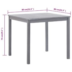 Hagebord grå 80x80x74 cm heltre akasie