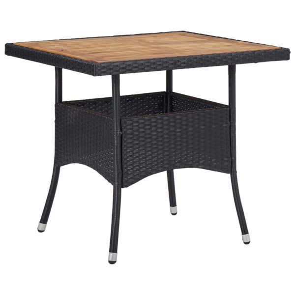 vidaXL Utendørs spisebord svart polyrotting og heltre akasie 150×74 cm