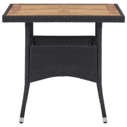 Utendørs spisebord svart polyrotting og heltre akasie 150×74 cm