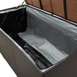 Utendørs oppbevaringsboks polyrotting 180x90x70 cm brun