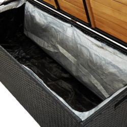 Oppbevaringsbenk hage 120 cm polyrotting svart