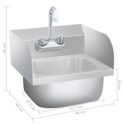 vidaXL Kommersiell håndvask med kran rustfritt stål