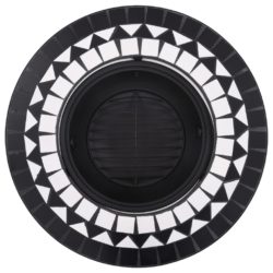 Bålfat med mosaikkmønster svart og hvit 68 cm keramikk