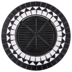 Bålfatbord mosaikk svart og hvit 68 cm keramikk