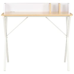 Skrivebord hvit og naturell 80x50x84 cm
