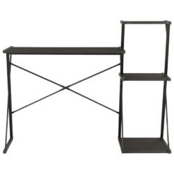 Skrivebord med hylle svart 116x50x93 cm