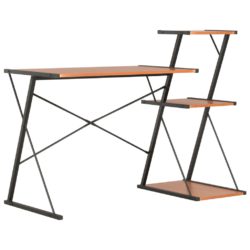 vidaXL Skrivebord med hylle svart og brun 116x50x93 cm