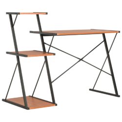 Skrivebord med hylle svart og brun 116x50x93 cm