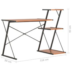 Skrivebord med hylle svart og brun 116x50x93 cm