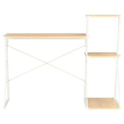 Skrivebord med hylle hvit og eik 116x50x93 cm