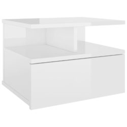 Flytende nattbord høyglans hvit 40x31x27 cm sponplate