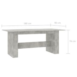 Spisebord betonggrå 180x90x76 cm sponplate