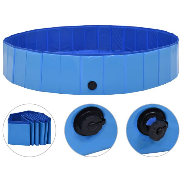 vidaXL Sammenleggbart hundebasseng blå 160×30 cm PVC
