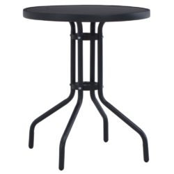 vidaXL Hagebord svart 60 cm stål og glass