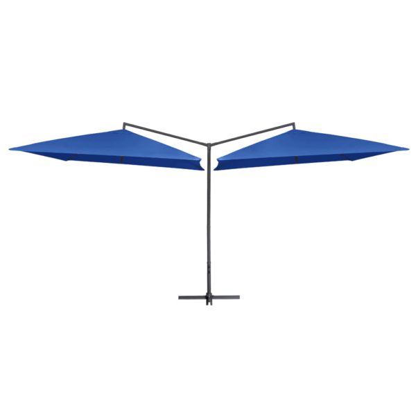Dobbel parasoll med stålstang 250×250 cm asurblå