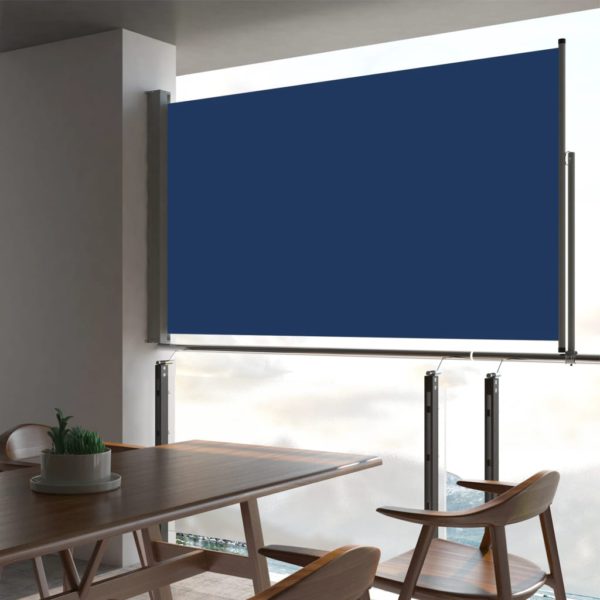 Uttrekkbar sidemarkise 140 x 300 cm blå