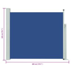 Uttrekkbar sidemarkise 100×300 cm blå