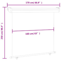 Sidemarkise for balkong 170×250 cm svart