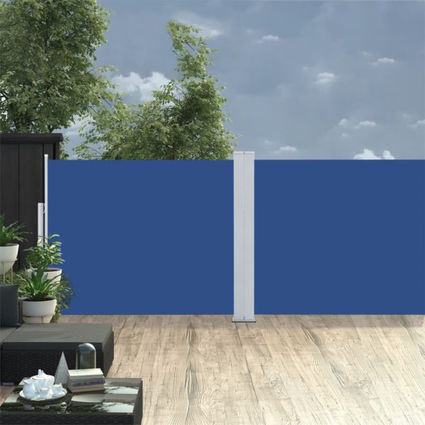 Uttrekkbar sidemarkise 140×1000 cm blå