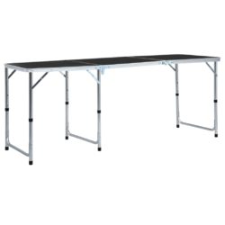 vidaXL Sammenleggbart campingbord grå aluminium 180×60 cm