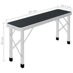 vidaXL Sammenleggbart campingbord med 2 benker aluminium grå
