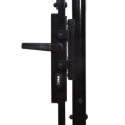 Hageport med en dør og spisser stål 1×2 m svart
