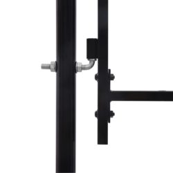 Hageport med en dør og buet topp stål 1×1,2 m svart