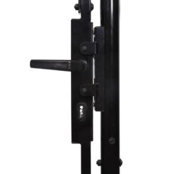 Hageport med en dør og spisser stål 1×1 m svart