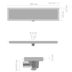 Dusjavløp med 2-i-1 sluk 103×14 cm rustfritt stål