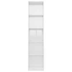 Bokhylle 5 nivå høyglans hvit 40x24x175 cm sponplate