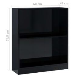 Bokhylle høyglans svart 60x24x74,5 cm konstruert tre