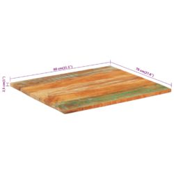 Rektangulær bordplate 70×80 cm 25-27 mm gjenvunnet heltre
